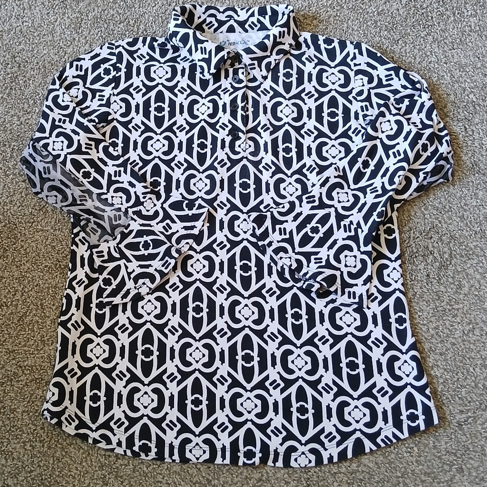 IBKUL Long Sleeve Polo Shirt Women's Size Medium